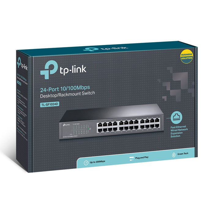 TP-LINK (TL-SF1024D) 24-Port 10/100 Unmanaged Rackmount Switch, Steel Case-Switches-Gigante Computers