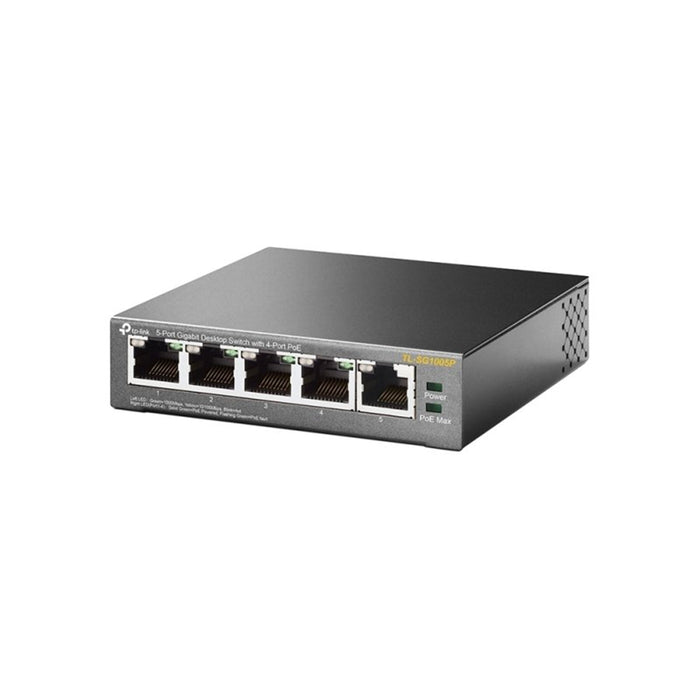 TP-LINK (TL-SG1005P) 5-Port Gigabit Unmanaged Desktop Switch, 4 Port PoE, Steel Case-Switches-Gigante Computers