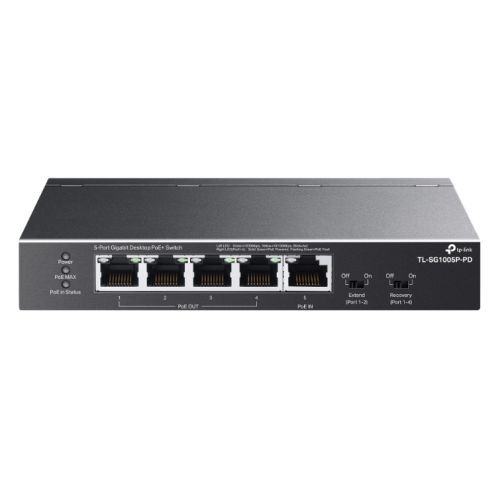TP-LINK (TL-SG1005P-PD) 5-Port Gigabit Desktop PoE+ Switch with 1-Port PoE++ In and 4-Port PoE+Out, Long-Range PoE+-Switches-Gigante Computers