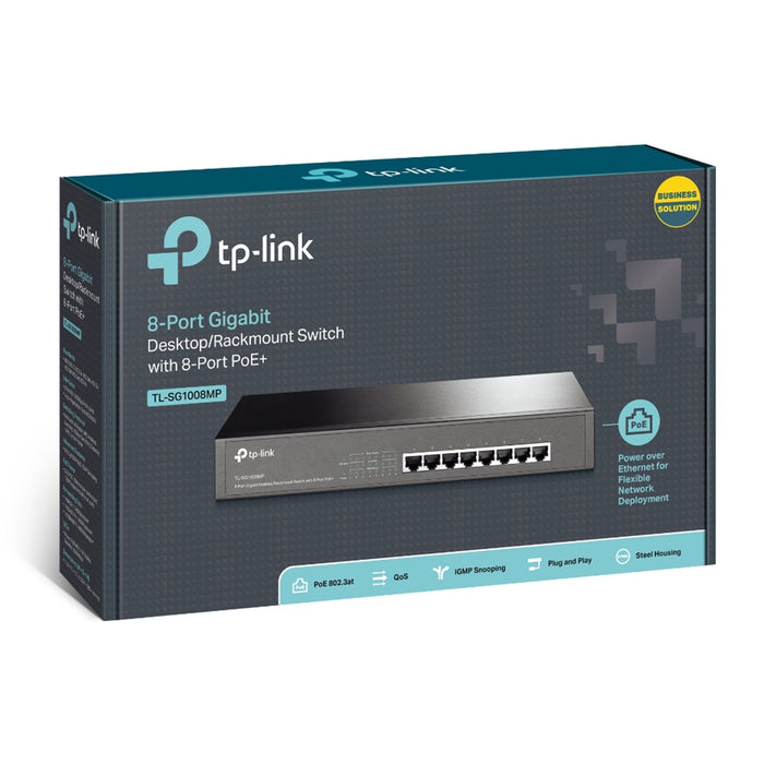 TP-LINK (TL-SG1008MP) 8-Port Gigabit Unmanaged Desktop/Rackmount Switch, 8-Port PoE+, Metal-Switches-Gigante Computers