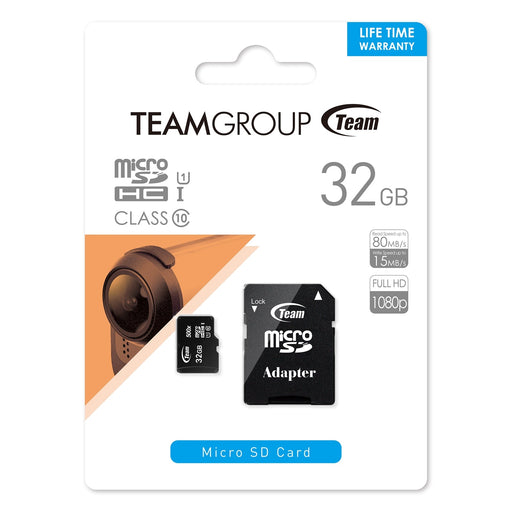 Team 32GB Micro SDHC Class 10 UHS-I Flash Card with Adapter-Flash Memory-Gigante Computers