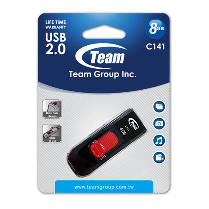 Team C141 8GB USB 2.0 Red USB Flash Drive-USB Memory-Gigante Computers