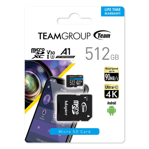 Team Elite 512GB Micro SDXC UHS-1 Flash Card with Adapter-Gigante Computers