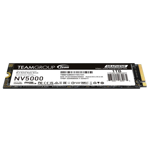 Team NV5000 (TM8FGM001T0C101) 1TB M.2 Interface, PCIe Gen4x4 with NVMe, 2280, Read 5000MB/s, Write 3000MB/s, 3 Year Warranty-Hard Drives-Gigante Computers
