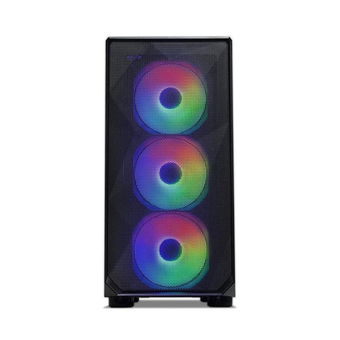 Tecware Forge M Omni Micro-ATX Case - Key-Lockable Tempered Glass, High-Airflow Mesh Front, 4 x 120mm Fans Pre-Installed, mATX/ITX Support, Black-Cases-Gigante Computers