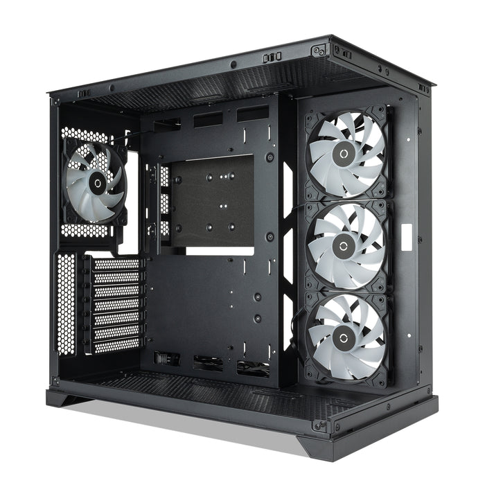 Tecware VXL EVO ARGB ATX Mid-Tower PC Case - Black, Dual-Chamber Design, 4 x 120mm ARGB Fans Pre-Installed, Infinity Glass Panels, ATX/mATX/ITX Support, High Airflow Gaming Chassis-Cases-Gigante Computers