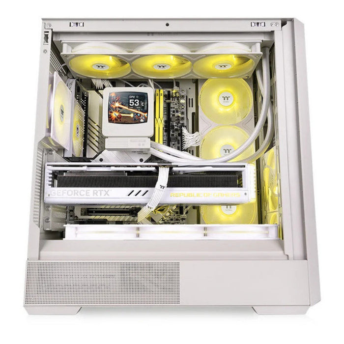 Thermaltake Retro 360 Ultra ARGB Sync AIO Liquid Cooler, CRT-style 3.7” LCD display, Triple 120mm ARGB Fans, Intel and AMD Support, White-Fans-Gigante Computers
