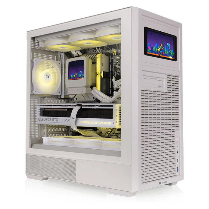 Thermaltake Retro 360 Ultra ARGB Sync AIO Liquid Cooler, CRT-style 3.7” LCD display, Triple 120mm ARGB Fans, Intel and AMD Support, White-Fans-Gigante Computers