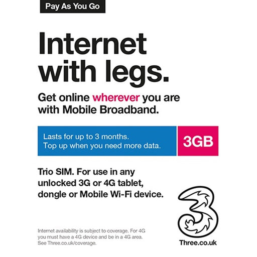 Three 3G 4G & 5G-Ready 3GB Prepaid Mobile Broadband Trio SIM Card-Digital Sims-Gigante Computers