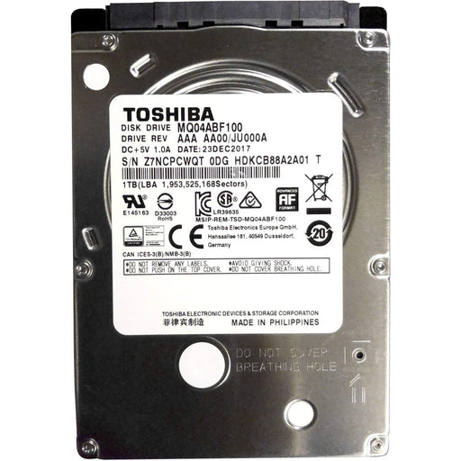 Toshiba MQ04ABF100 1TB 5400RPM 2.5 Inch 7mm Internal Hard Drive-Hard Drives-Gigante Computers