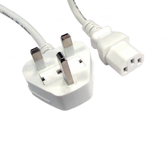 UK Mains to IEC C13 Kettle 1.8m White OEM Power Cable-Cables-Gigante Computers