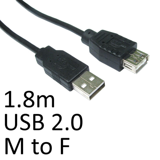 USB 2.0 A (M) to USB 2.0 A (F) 1.8m Black OEM Data Cable-USB Firewire-Gigante Computers