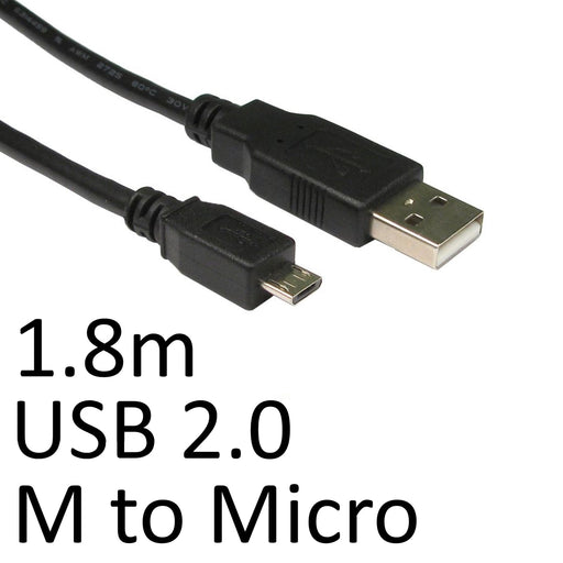 USB 2.0 A (M) to USB 2.0 Micro B (M) 1.8m Black OEM Data Cable-Data Cables-Gigante Computers