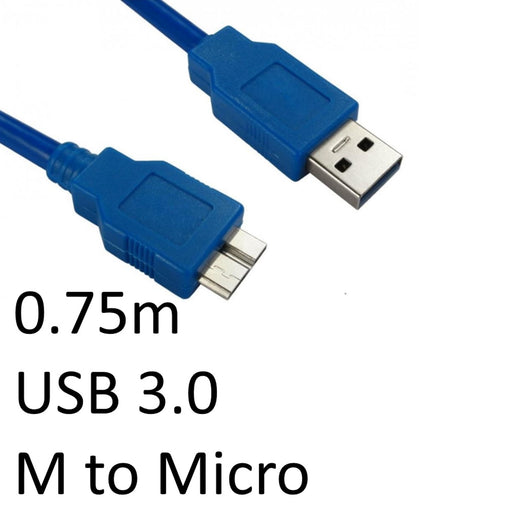 USB 3.0 A (M) to USB 3.0 Micro B (M) 0.75m Blue OEM Data Cable-External Cables-Gigante Computers