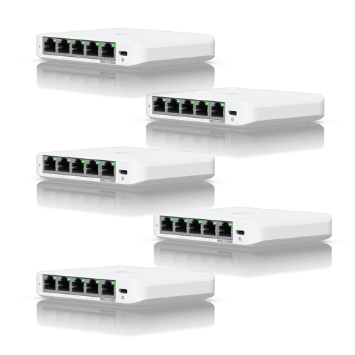 Ubiquiti USW-FLEX-MINI-5 UniFi USW Flex Mini 5 Port Smart Managed POE/USB C Powered Gigabit Network Switch (Five Pack, No PSU)-Networking-Gigante Computers