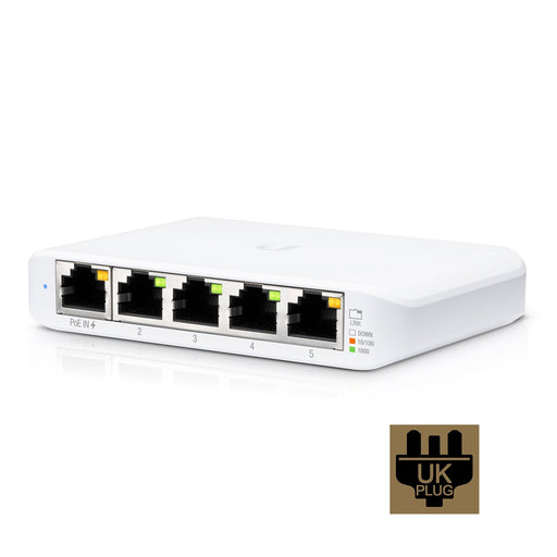 Ubiquiti USW-FLEX-MINI UniFi USW Flex Mini 5 Port Smart Managed POE/USB C Powered Gigabit Network Switch (UK Plug)-Networking-Gigante Computers