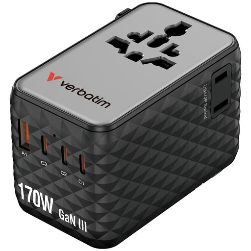 Verbatim (30190) Charge 'n' Travel 170W Universal Travel Adapter Black, Charge Up To 6 Devices AT Once-Cables-Gigante Computers