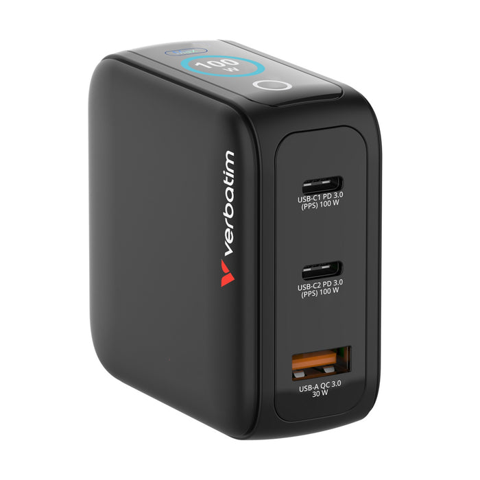 Verbatim (30239) Mini GaN Charger 100W With Display-Power Banks and Chargers-Gigante Computers