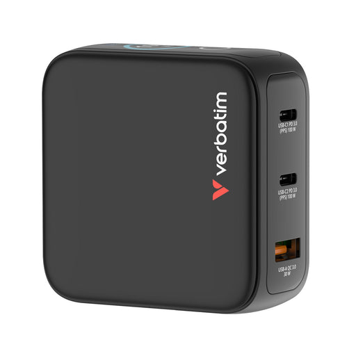 Verbatim (30239) Mini GaN Charger 100W With Display-Power Banks and Chargers-Gigante Computers
