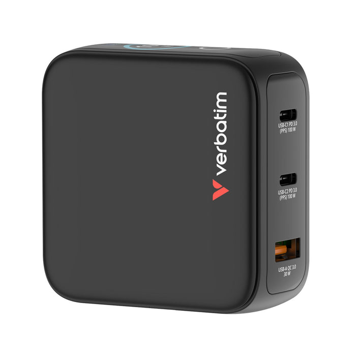 Verbatim (30239) Mini GaN Charger 100W With Display-Power Banks and Chargers-Gigante Computers