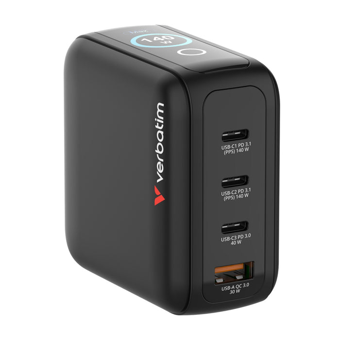 Verbatim (30240) Mini GaN Charger 140W With Display-Power Banks and Chargers-Gigante Computers