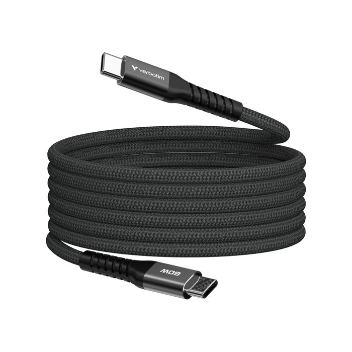 Verbatim (31859) Sync & Charge USB-C to USB-C 60W Magnetic Cable 120cm Black, Supports PD 3.0 and QC 3.0-Cables-Gigante Computers