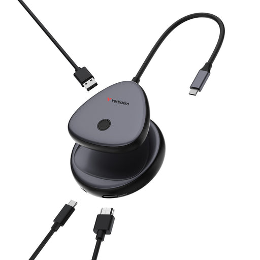 Verbatim (32147) Share My Screen USB-C Wireless Display Adapter 4K With Hub, Extra USB-A Port For Other Essential Devices-Card Readers-Gigante Computers