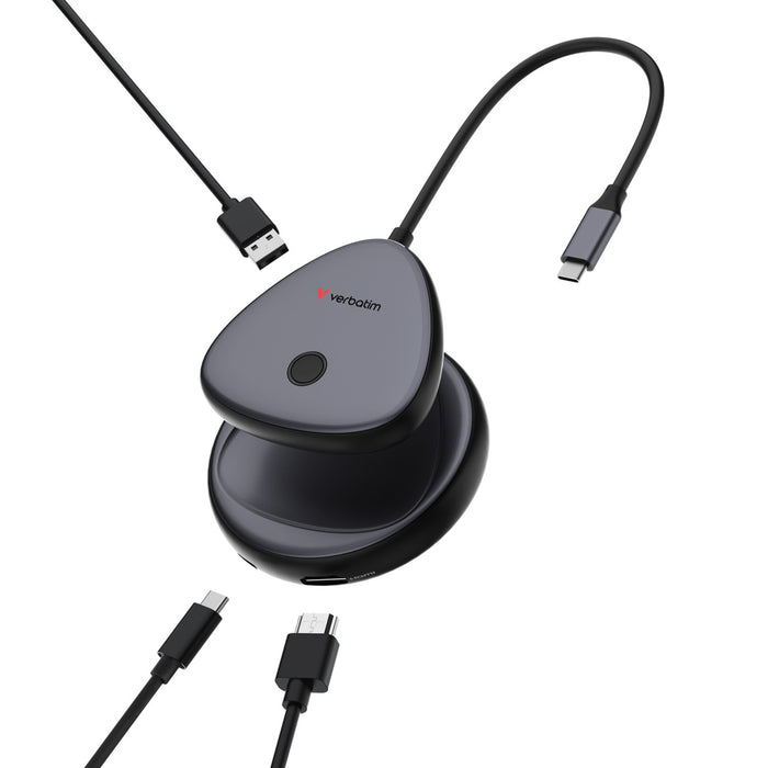 Verbatim (32147) Share My Screen USB-C Wireless Display Adapter 4K With Hub, Extra USB-A Port For Other Essential Devices-Card Readers-Gigante Computers