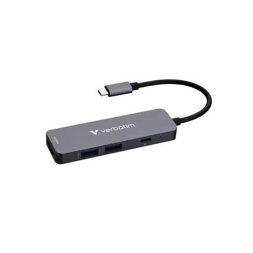 Verbatim (32155) USB-C Essentials Multiport Hub 4 Port Hub HDMI, USB-C PD, USB-A 3.2 Gen 1, USB-A, Supports Up To 100W Power Delivery-Card Readers-Gigante Computers