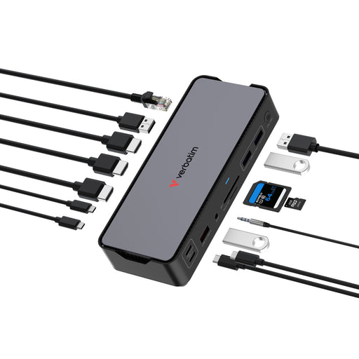 Verbatim (32171) USB-C Pro Docking Station 15 Port CDS-15-Card Readers-Gigante Computers