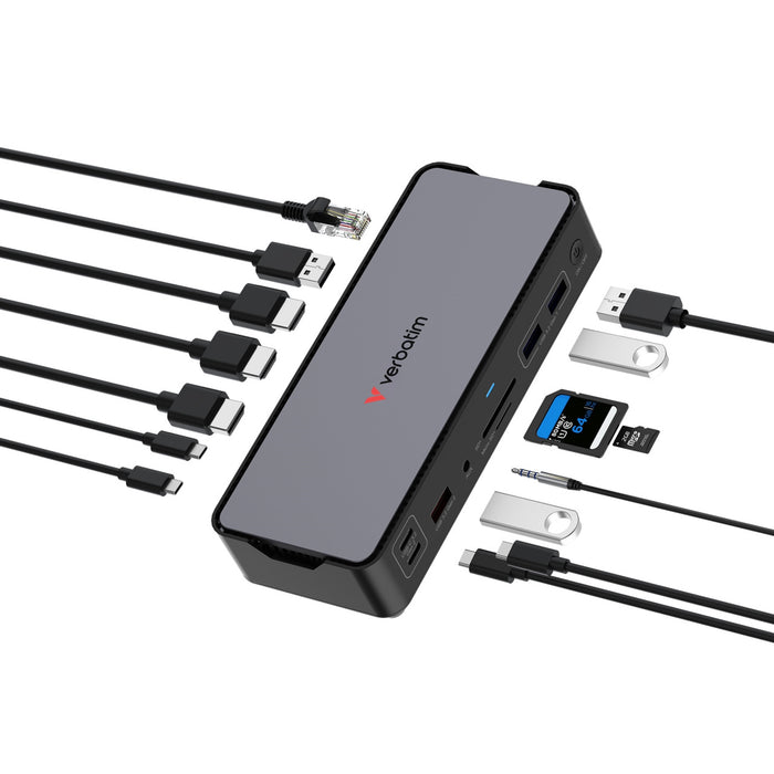 Verbatim (32171) USB-C Pro Docking Station 15 Port CDS-15-Card Readers-Gigante Computers