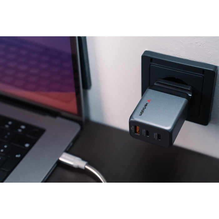 Verbatim (32201) GNC-65 GaN Charger 65W with 2 x USB-C PD 65W / 1 x USB-A QC 3.0 (EU/UK/US)-Cables-Gigante Computers