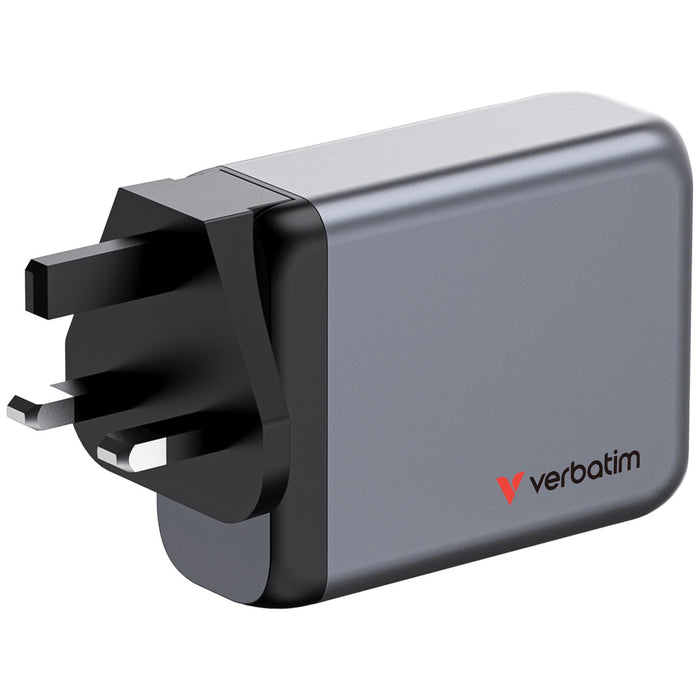 Verbatim (32202) GNC-100 GaN Charger 100W with 2 x USB-C PD 100W / 1 x USB-C PD 65W / 1 x USB-A QC 3.0 (EU/UK/US)-Cables-Gigante Computers
