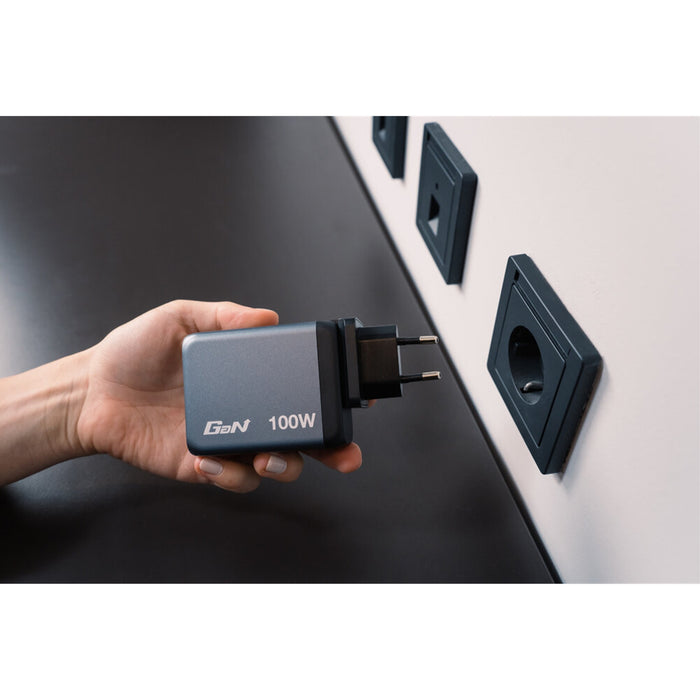 Verbatim (32202) GNC-100 GaN Charger 100W with 2 x USB-C PD 100W / 1 x USB-C PD 65W / 1 x USB-A QC 3.0 (EU/UK/US)-Cables-Gigante Computers