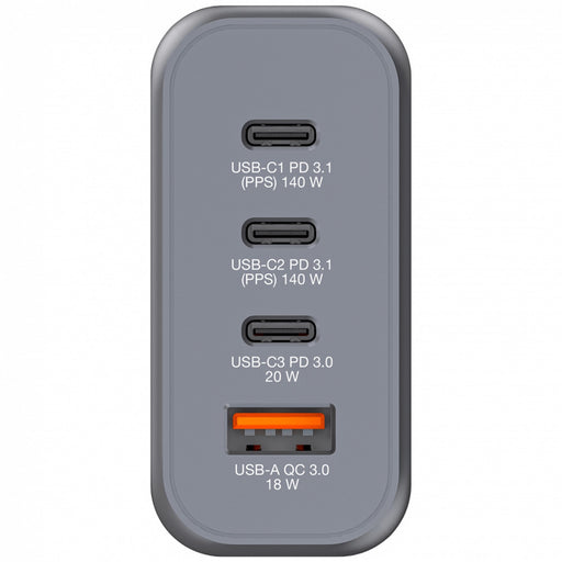 Verbatim (32203) GNC-140 GaN Charger 140W with 2 x USB-C PD 140W / 1 x USB-C PD 20W / 1 x USB-A QC 3.0 (EU/UK/US)-Cables-Gigante Computers