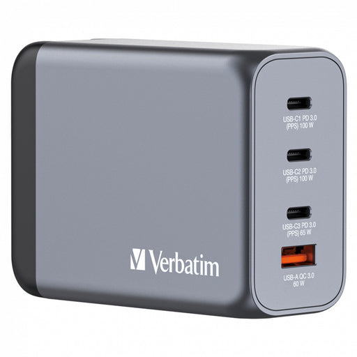 Verbatim (32204) GNC-200 GaN Charger 200W with 2 x USB-C PD 100W / 1 x USB-C PD 65W / 1 x USB QC 3.0 (EU/UK/US)-Cables-Gigante Computers