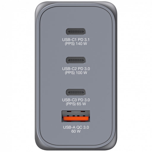 Verbatim (32205) GNC-240 GAN CHARGER 240W WITH 1 X USB-C 140W /1 X USB-C 100W / 1 X USB-C 65W / 1 X USB-A QC 3.0 (EU/UK/US)-Cables-Gigante Computers
