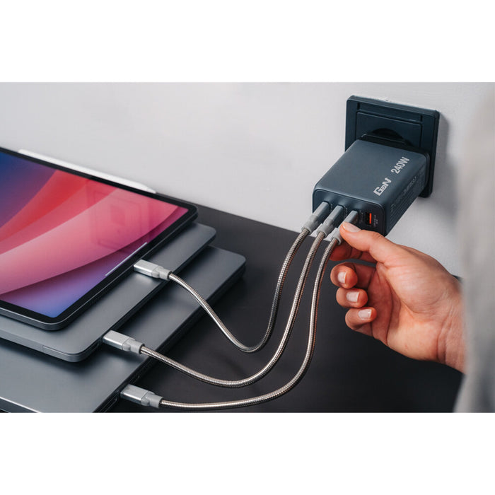 Verbatim (32205) GNC-240 GAN CHARGER 240W WITH 1 X USB-C 140W /1 X USB-C 100W / 1 X USB-C 65W / 1 X USB-A QC 3.0 (EU/UK/US)-Cables-Gigante Computers