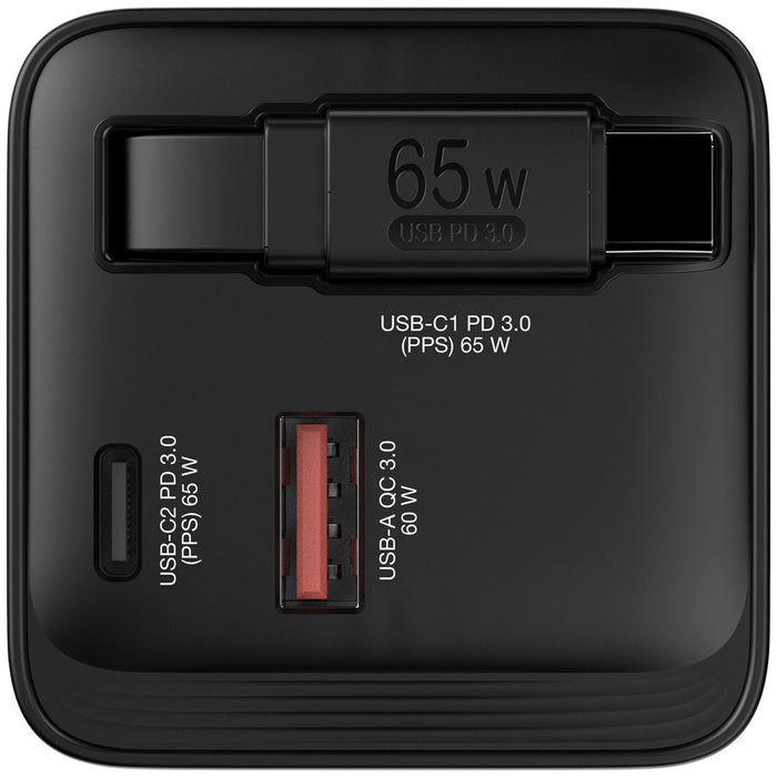 Verbatim (32217) GaN Wall Charger 65W 2 Port with Retractable Cable-Cables-Gigante Computers