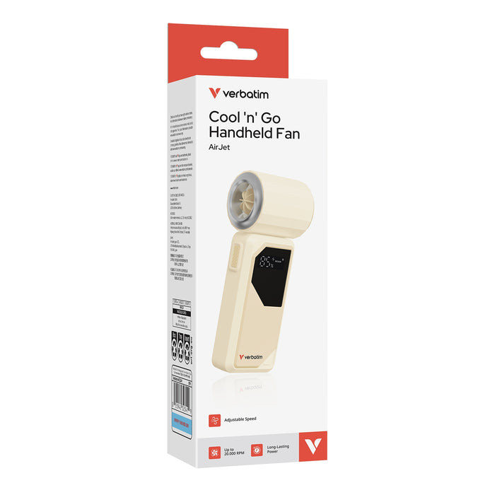 Verbatim (32341) Cool 'n' Go AirJet Handheld Fan - White/Silver-Gadgets / MP Players-Gigante Computers