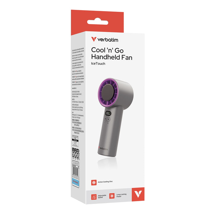 Verbatim (32342) Cool 'n' Go Ice Touch Handheld Fan - Grey/Purple-Gadgets / MP Players-Gigante Computers