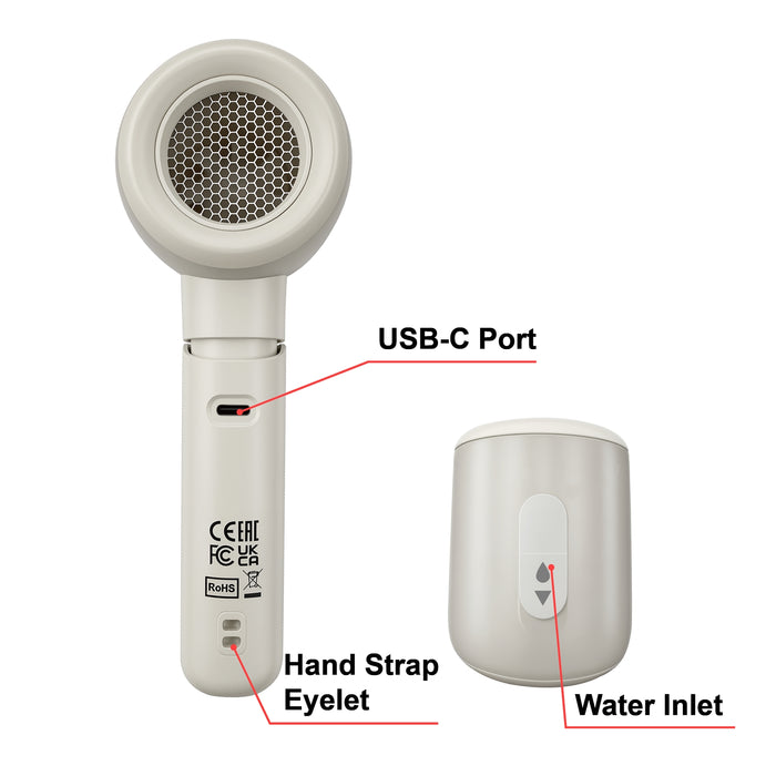 Verbatim (32344) Cool 'n' Go Aqua Breeze Handheld Fan, Portable Cooling with Refreshing Mist Spray - White/Silver-Gadgets / MP Players-Gigante Computers