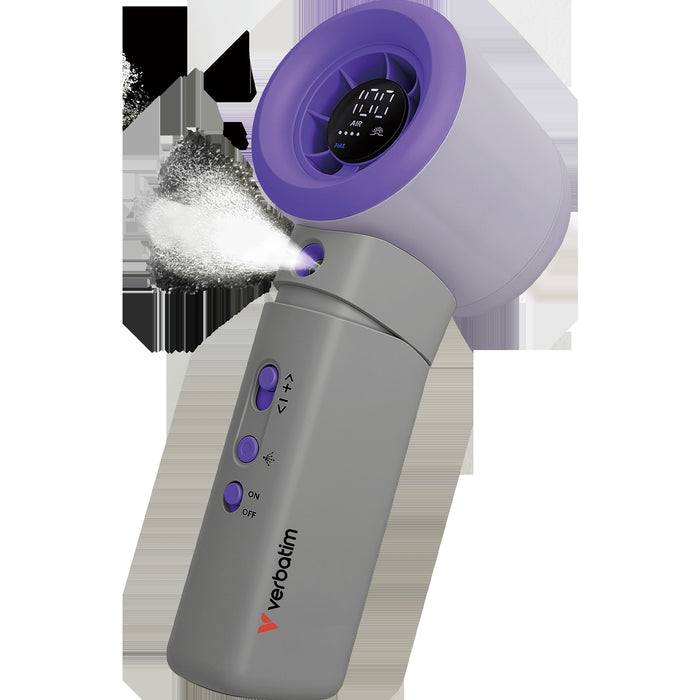 Verbatim (32345) Cool 'n' Go Aqua Breeze Handheld Fan, Portable Cooling with Refreshing Mist Spray - Grey/Purple-Gadgets / MP Players-Gigante Computers