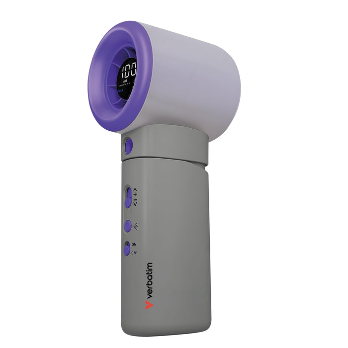 Verbatim (32345) Cool 'n' Go Aqua Breeze Handheld Fan, Portable Cooling with Refreshing Mist Spray - Grey/Purple-Gadgets / MP Players-Gigante Computers