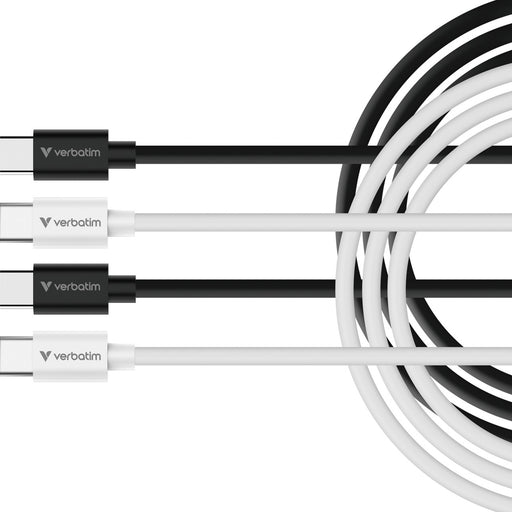 Verbatim (32391) Essentials Sync & Charge USB-C to C Cables (2 pack) Black & White, 1m, 60W PD, 480Mbps, USB Power Delivery 3.0 Supports Up To 60W Fast Charging-Cables-Gigante Computers