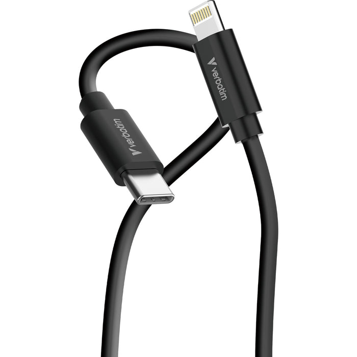 Verbatim (32392) Essentials Sync & Charge USB-C to Lightning Cables (2 pack) Black & White, 1m, 27W PD, 480Mbps, USB Power Delivery 3.0 Supports Up To 27W Charging Power-Cables-Gigante Computers