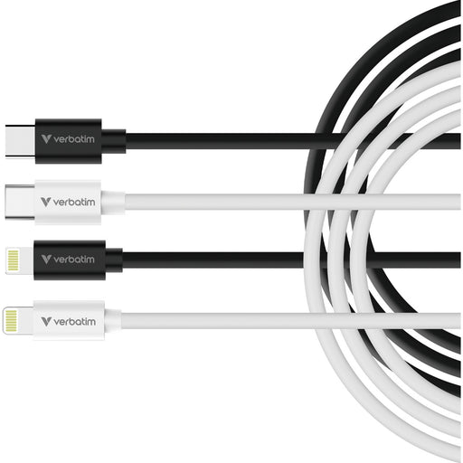 Verbatim (32392) Essentials Sync & Charge USB-C to Lightning Cables (2 pack) Black & White, 1m, 27W PD, 480Mbps, USB Power Delivery 3.0 Supports Up To 27W Charging Power-Cables-Gigante Computers
