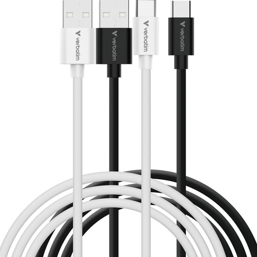 Verbatim (32393) Essentials Sync & Charge USB-A to C Cables (2 pack) Black & White,1m,18W QC, 480Mbps, Quick Charge 3.0 Support Up To 18W Charging-Cables-Gigante Computers