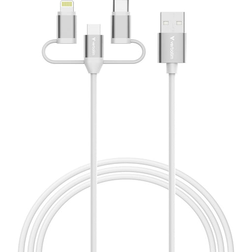 Verbatim (32394) Essentials 3-in-1 Sync & Charge Cable USB-A to Micro-B, USB-C and Lightning, 1m, 18W QC, 480Mbps, Quick Charge 3.0 Support Up To 18W Charging Power-Cables-Gigante Computers