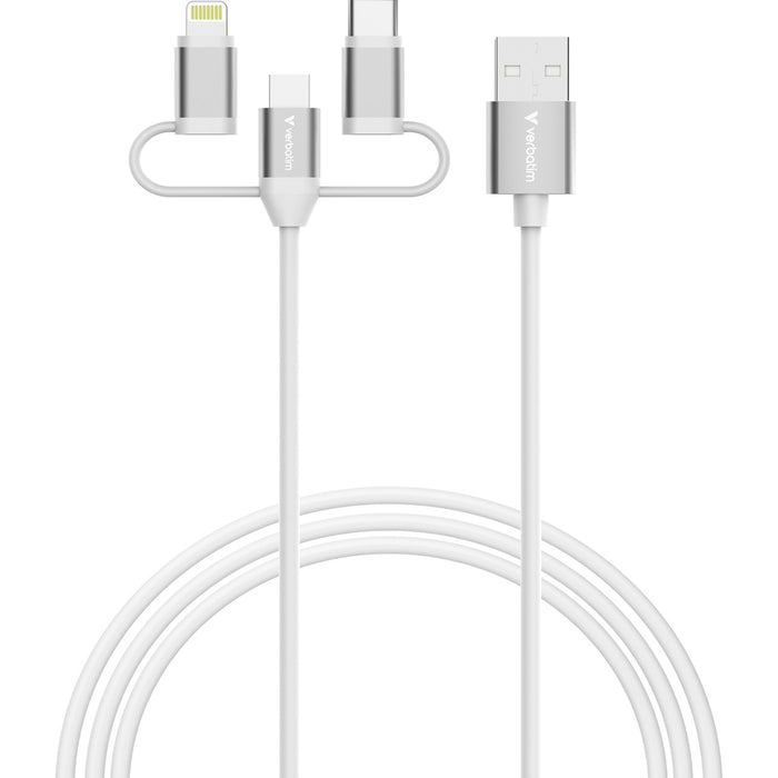 Verbatim (32394) Essentials 3-in-1 Sync & Charge Cable USB-A to Micro-B, USB-C and Lightning, 1m, 18W QC, 480Mbps, Quick Charge 3.0 Support Up To 18W Charging Power-Cables-Gigante Computers